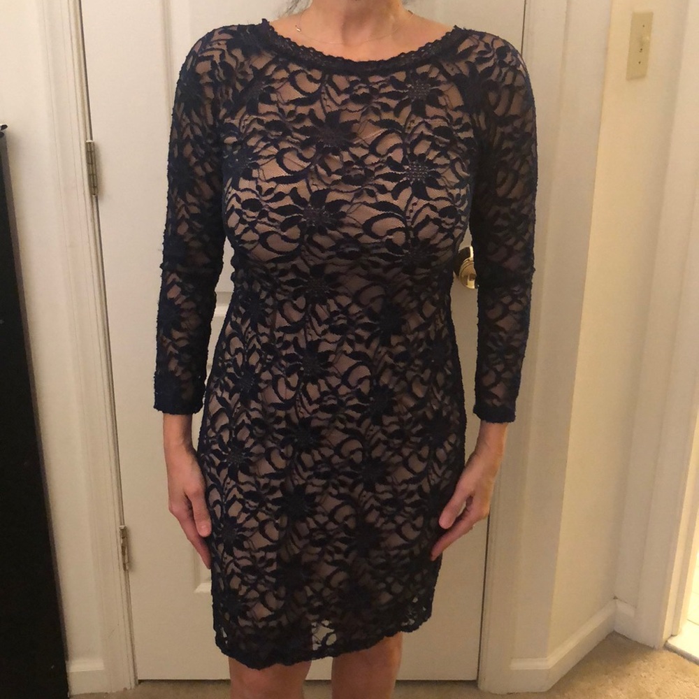 Navy Blue Lace Dress